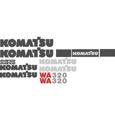 Aftermarket Decal Set for Komatsu Wheel Loader WA320 with Avance Decals KOMWA320-3DECALSET